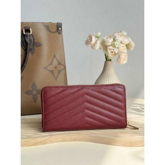 Replica Portafoglio YSL Saint Laurent Monogram Continental con cerniera Maroon Imitazione Outlet Online