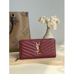 Replica Portafoglio YSL Saint Laurent Monogram Continental con cerniera Maroon Imitazione Outlet Online