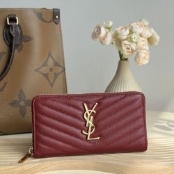 Replica Portafoglio YSL Saint Laurent Monogram Continental con cerniera Maroon Imitazione Outlet Online