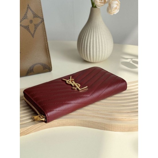 Replica Portafoglio YSL Saint Laurent Monogram Continental con cerniera Maroon Imitazione Outlet Online