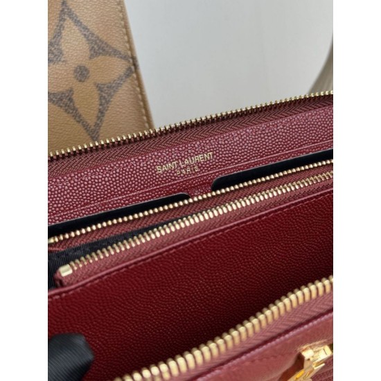 Replica Portafoglio YSL Saint Laurent Monogram Continental con cerniera Maroon Imitazione Outlet Online