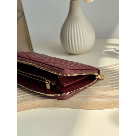 Replica Portafoglio YSL Saint Laurent Monogram Continental con cerniera Maroon Imitazione Outlet Online