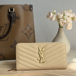 Replica Portafoglio YSL Saint Laurent Monogram Continental con cerniera Albicocca Imitazione Outlet Online