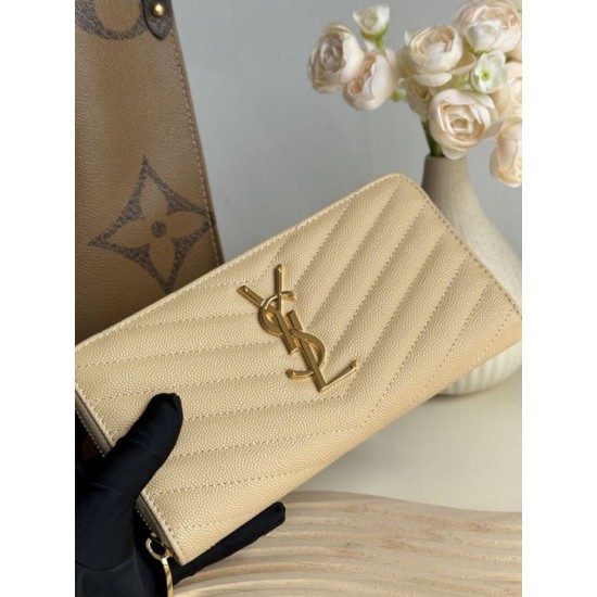 Replica Portafoglio YSL Saint Laurent Monogram Continental con cerniera Albicocca Imitazione Outlet Online