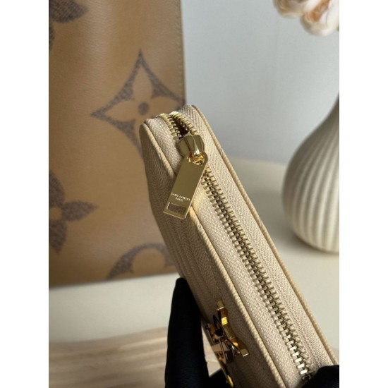 Replica Portafoglio YSL Saint Laurent Monogram Continental con cerniera Albicocca Imitazione Outlet Online