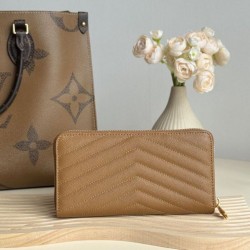 Replica Portafoglio YSL Saint Laurent Monogram Continental con cerniera Caramello Imitazione Outlet Online
