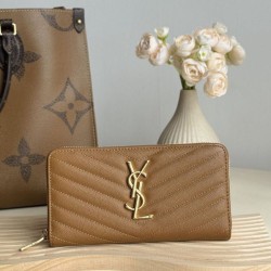 Replica Portafoglio YSL Saint Laurent Monogram Continental con cerniera Caramello Imitazione Outlet Online