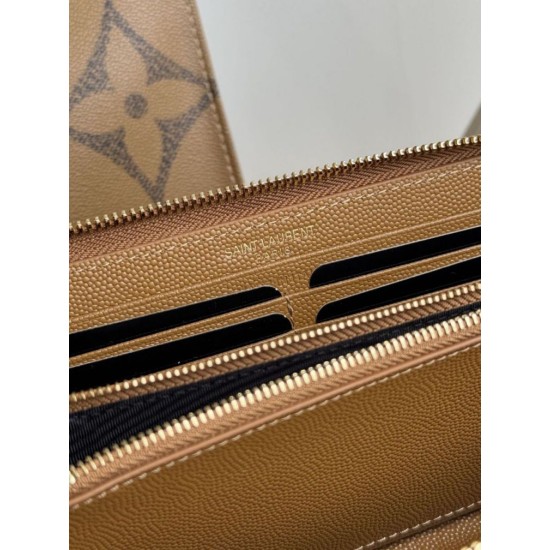 Replica Portafoglio YSL Saint Laurent Monogram Continental con cerniera Caramello Imitazione Outlet Online