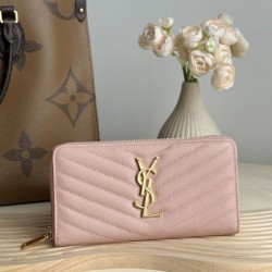 Replica Portafoglio YSL Saint Laurent Monogram Continental con cerniera Rosa Imitazione Outlet Online