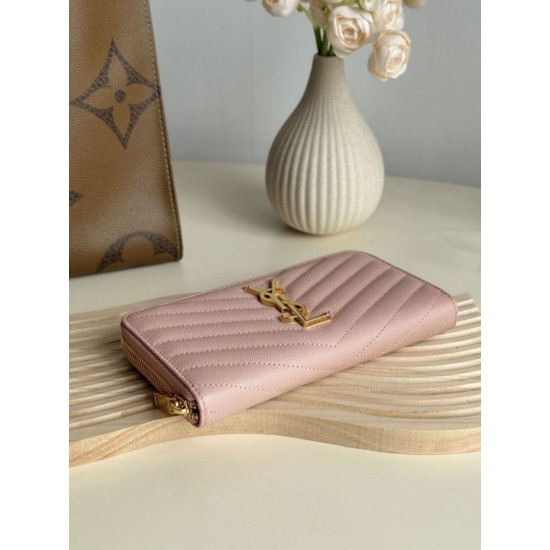 Replica Portafoglio YSL Saint Laurent Monogram Continental con cerniera Rosa Imitazione Outlet Online