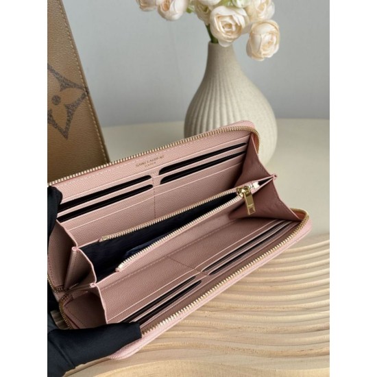 Replica Portafoglio YSL Saint Laurent Monogram Continental con cerniera Rosa Imitazione Outlet Online