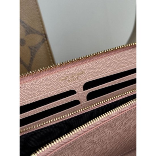 Replica Portafoglio YSL Saint Laurent Monogram Continental con cerniera Rosa Imitazione Outlet Online