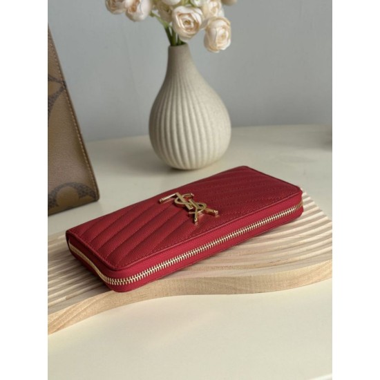Replica Portafoglio YSL Saint Laurent Monogram Continental con cerniera Rosso Imitazione Outlet Online