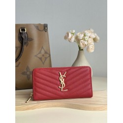 Replica Portafoglio YSL Saint Laurent Monogram Continental con cerniera Rosso Imitazione Outlet Online
