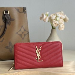 Replica Portafoglio YSL Saint Laurent Monogram Continental con cerniera Rosso Imitazione Outlet Online