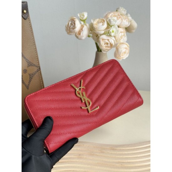 Replica Portafoglio YSL Saint Laurent Monogram Continental con cerniera Rosso Imitazione Outlet Online