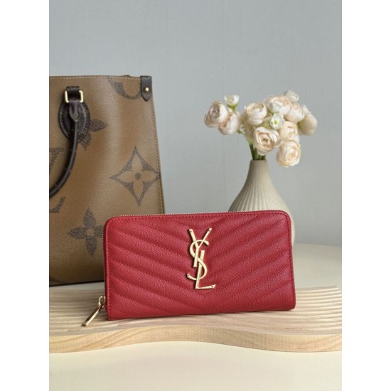 Replica Portafoglio YSL Saint Laurent Monogram Continental con cerniera Rosso Imitazione Outlet Online