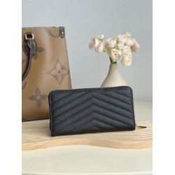 Replica Portafoglio YSL Saint Laurent Monogram Continental con cerniera Nero Oro Imitazione Outlet Online