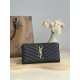 Replica Portafoglio YSL Saint Laurent Monogram Continental con cerniera Nero Oro Imitazione Outlet Online