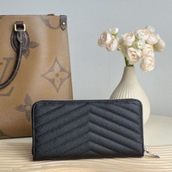 Replica Portafoglio YSL Saint Laurent Monogram Continental con cerniera Nero Argento Imitazione Outlet Online