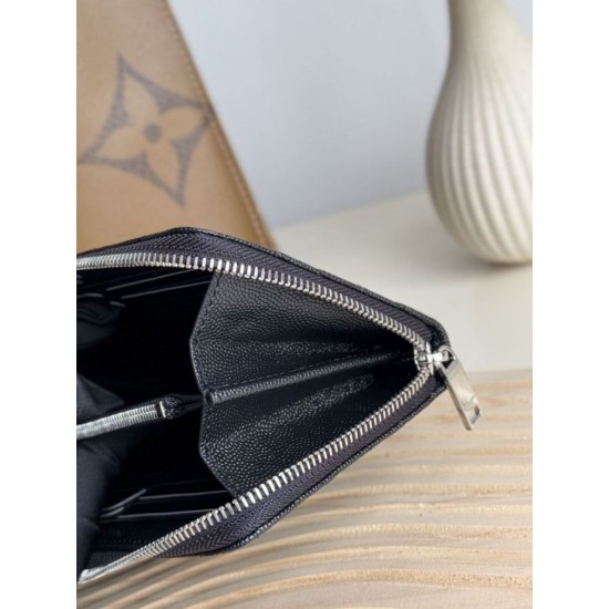 Replica Portafoglio YSL Saint Laurent Monogram Continental con cerniera Nero Argento Imitazione Outlet Online