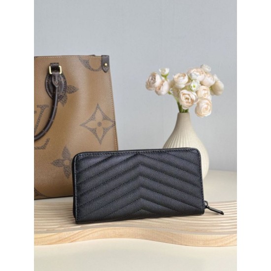 Replica Portafoglio YSL Saint Laurent Monogram Continental con cerniera Nero Imitazione Outlet Online