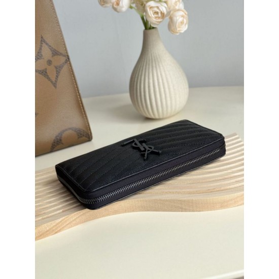 Replica Portafoglio YSL Saint Laurent Monogram Continental con cerniera Nero Imitazione Outlet Online