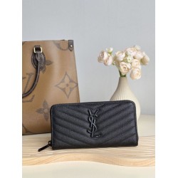 Replica Portafoglio YSL Saint Laurent Monogram Continental con cerniera Nero Imitazione Outlet Online