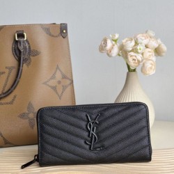 Replica Portafoglio YSL Saint Laurent Monogram Continental con cerniera Nero Imitazione Outlet Online