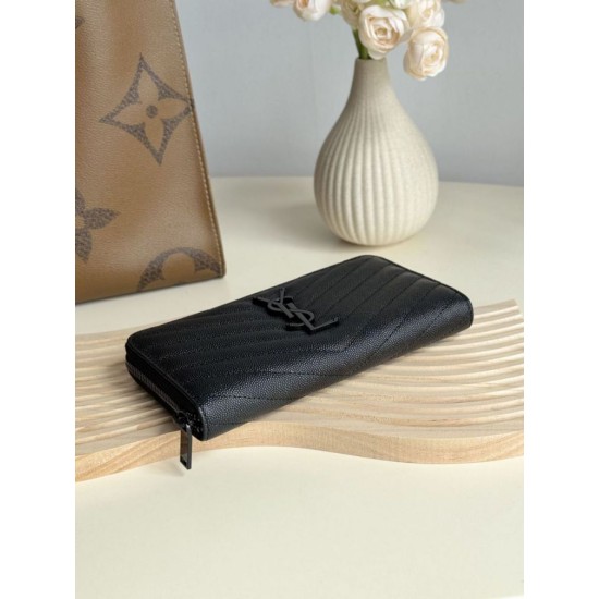 Replica Portafoglio YSL Saint Laurent Monogram Continental con cerniera Nero Imitazione Outlet Online