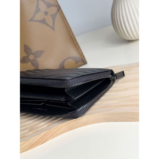 Replica Portafoglio YSL Saint Laurent Monogram Continental con cerniera Nero Imitazione Outlet Online