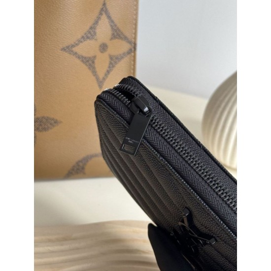 Replica Portafoglio YSL Saint Laurent Monogram Continental con cerniera Nero Imitazione Outlet Online