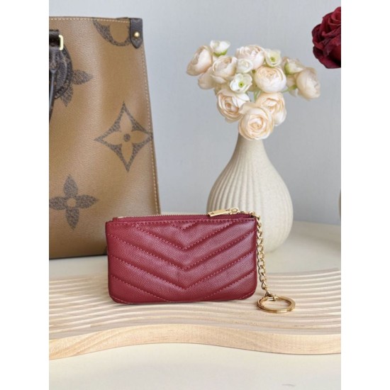 Replica Porta carte con cerniera YSL Saint Laurent Cassandre Matelassé Fragments Rosso Imitazione Outlet Online