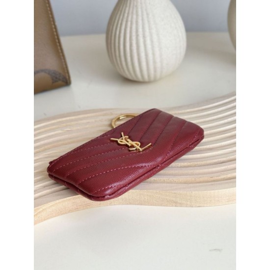 Replica Porta carte con cerniera YSL Saint Laurent Cassandre Matelassé Fragments Rosso Imitazione Outlet Online