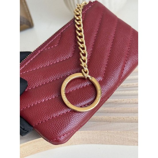 Replica Porta carte con cerniera YSL Saint Laurent Cassandre Matelassé Fragments Rosso Imitazione Outlet Online