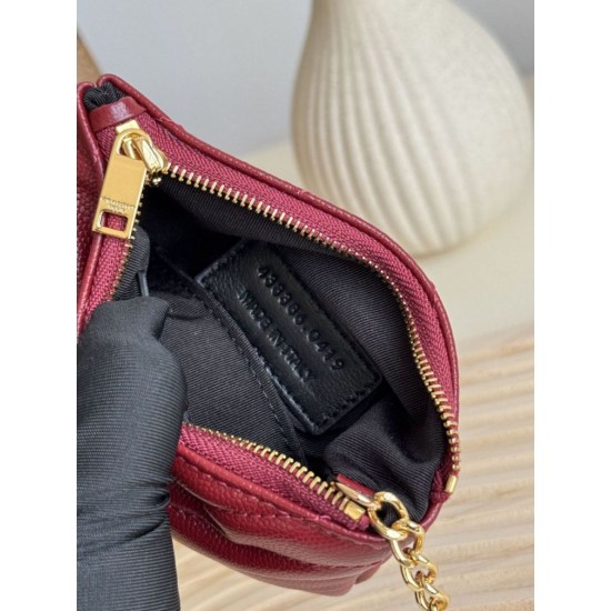 Replica Porta carte con cerniera YSL Saint Laurent Cassandre Matelassé Fragments Rosso Imitazione Outlet Online