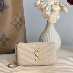 Replica Porta carte con cerniera YSL Saint Laurent Cassandre Matelassé Fragments Albicocca Imitazione Outlet Online