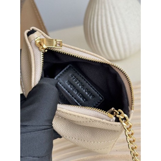 Replica Porta carte con cerniera YSL Saint Laurent Cassandre Matelassé Fragments Albicocca Imitazione Outlet Online