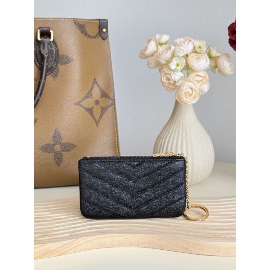 Replica Porta carte con cerniera YSL Saint Laurent Cassandre Matelassé Fragments Nero Oro Imitazione Outlet Online