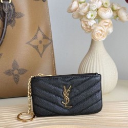 Replica Porta carte con cerniera YSL Saint Laurent Cassandre Matelassé Fragments Nero Oro Imitazione Outlet Online