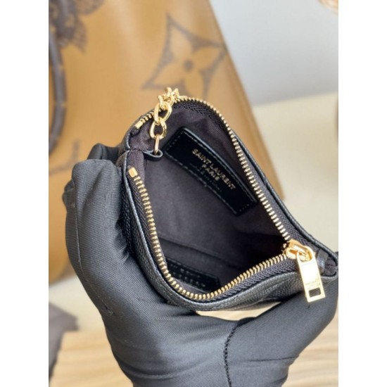 Replica Porta carte con cerniera YSL Saint Laurent Cassandre Matelassé Fragments Nero Oro Imitazione Outlet Online