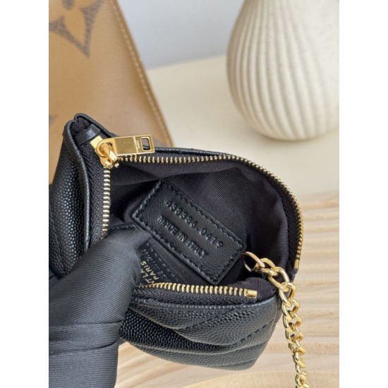 Replica Porta carte con cerniera YSL Saint Laurent Cassandre Matelassé Fragments Nero Oro Imitazione Outlet Online