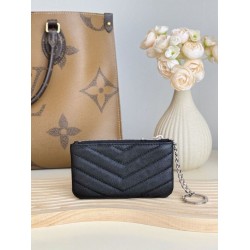 Replica Porta carte con cerniera YSL Saint Laurent Cassandre Matelassé Fragments Nero Argento Imitazione Outlet Online