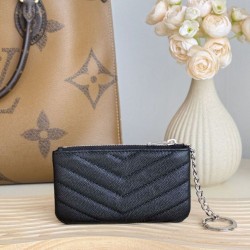 Replica Porta carte con cerniera YSL Saint Laurent Cassandre Matelassé Fragments Nero Argento Imitazione Outlet Online
