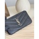 Replica Porta carte con cerniera YSL Saint Laurent Cassandre Matelassé Fragments Nero Argento Imitazione Outlet Online