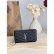 Replica Porta carte con cerniera YSL Saint Laurent Cassandre Matelassé Fragments Nero Argento Imitazione Outlet Online