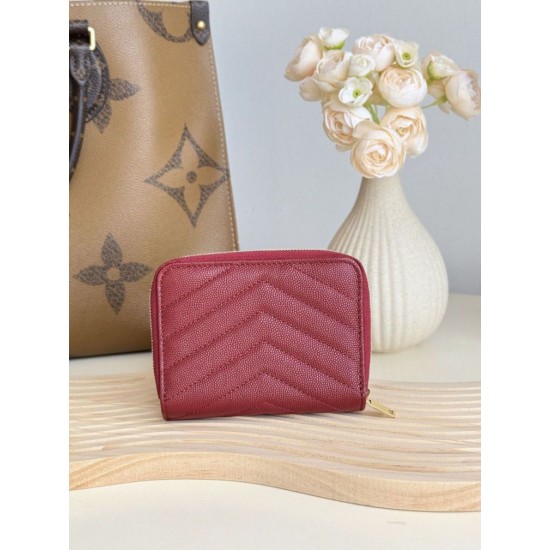 Replica Portafoglio compatto YSL Saint Laurent Cassandre Matelassé Rosso Imitazione Outlet Online