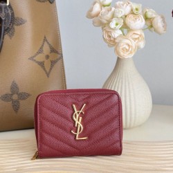 Replica Portafoglio compatto YSL Saint Laurent Cassandre Matelassé Rosso Imitazione Outlet Online