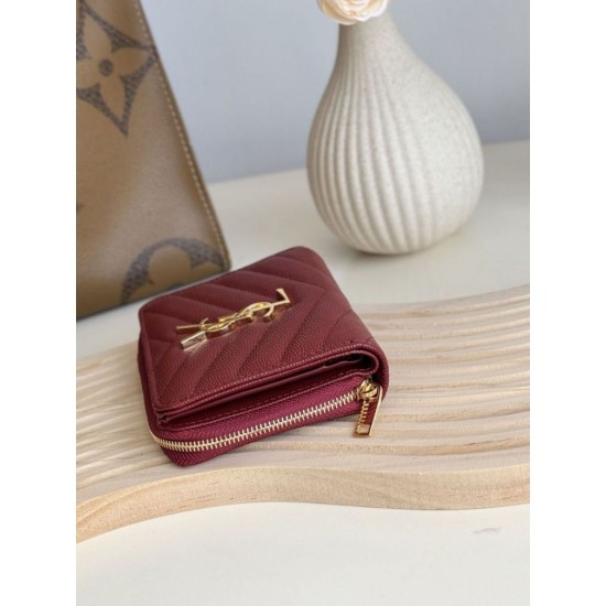 Replica Portafoglio compatto YSL Saint Laurent Cassandre Matelassé Rosso Imitazione Outlet Online