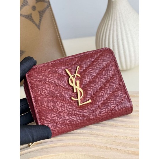 Replica Portafoglio compatto YSL Saint Laurent Cassandre Matelassé Rosso Imitazione Outlet Online
